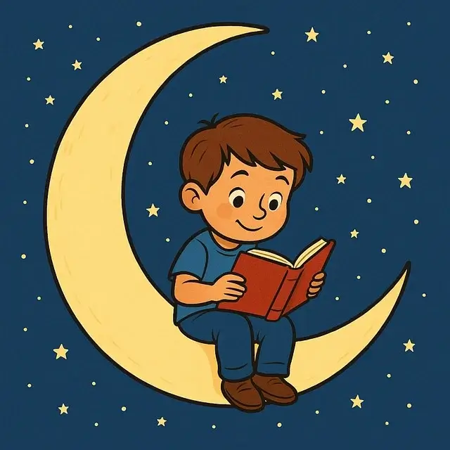 아이가 앉아 책을 읽는 모습