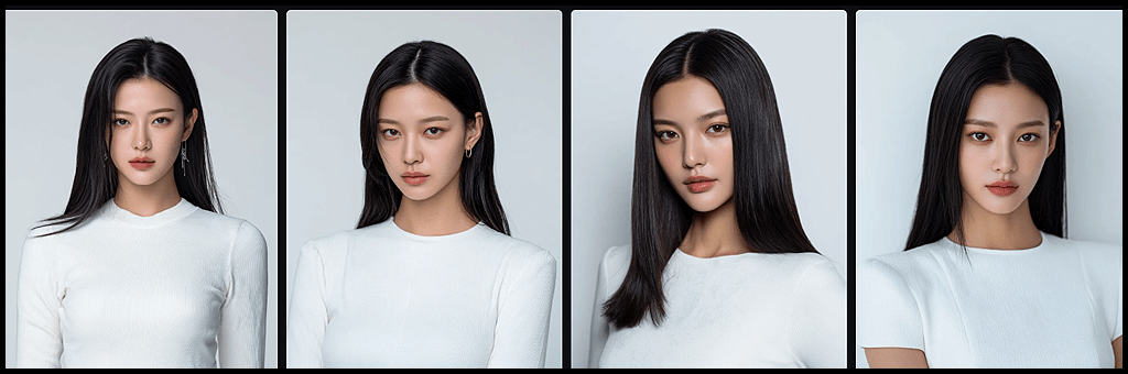 인물 설계, 문장형, 시크하고 도시적인 감성 키워드를 포함하여 생성한 한국 여성 모델의 프로필 포트레이트_Midjourney