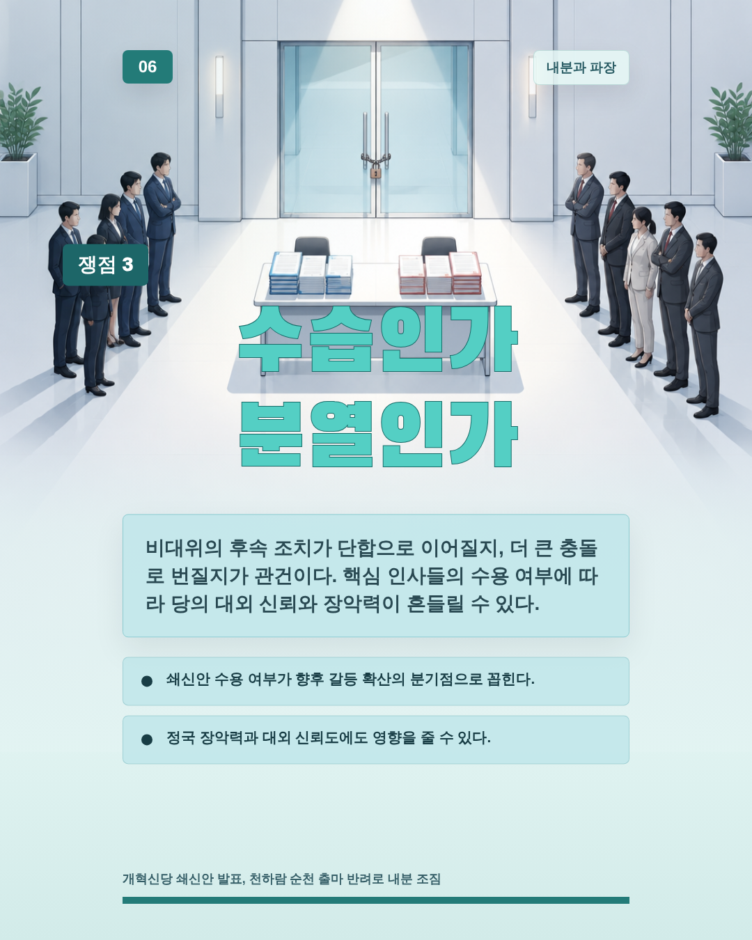 수습인가 분열인가