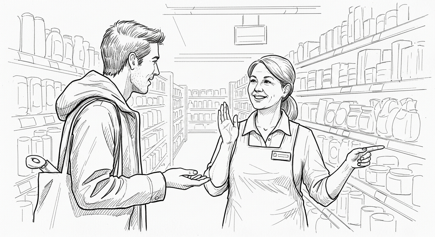 직원에게 전구 위치를 직접 안내해달라고 요청하는 고객