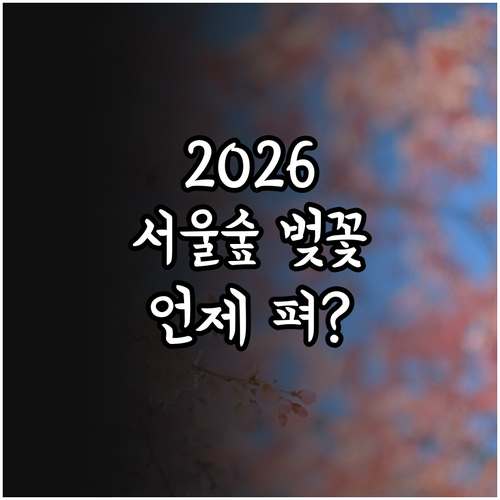 2026년 서울숲 벚꽃 개화일과 실시..