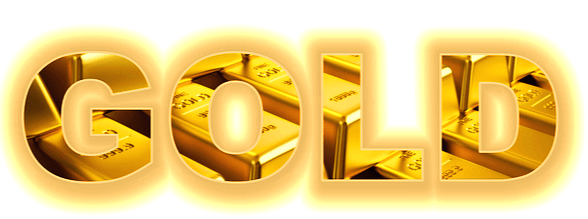 황금색으로GOLD가 적힌 영문자가 있다. 글자 안에는 골드바 그림들이 그려졌다.