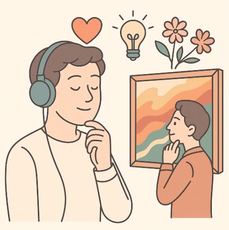 예술 작품을 감상하며 감성과 창의력을 키우는 사람