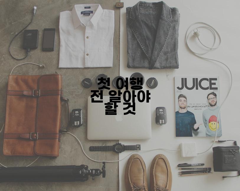 첫 여행 전 알아야 할 것