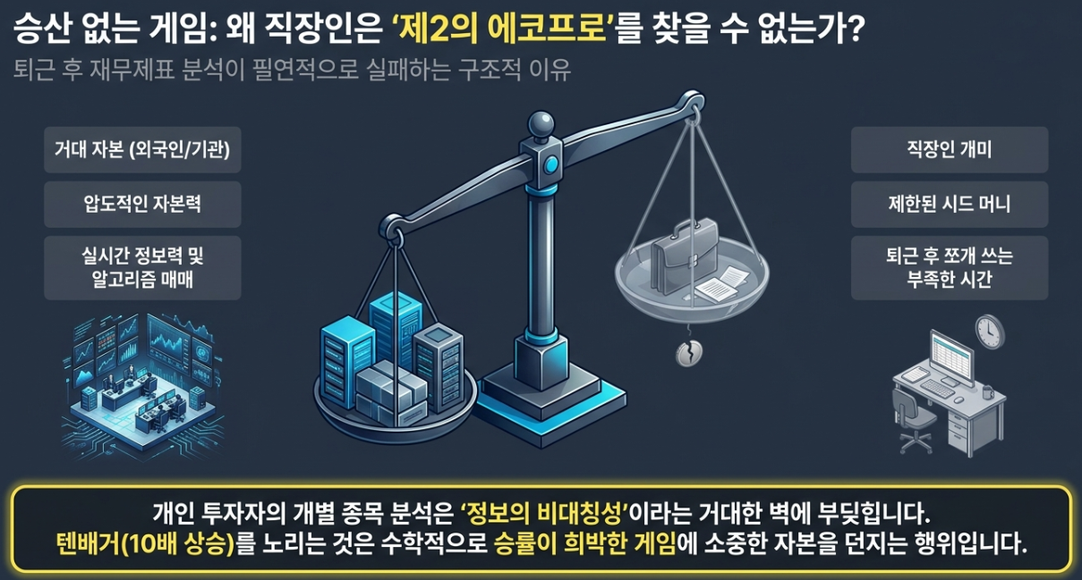 직장인 주식 투자 실무 개별 종목 분석 정보 비대칭성 함정 반도체 산업 섹터 ETF SOXX 분산 투자 수익률 팩트 체크