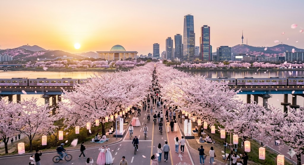 서울 벚꽃 만개 예상 이미지