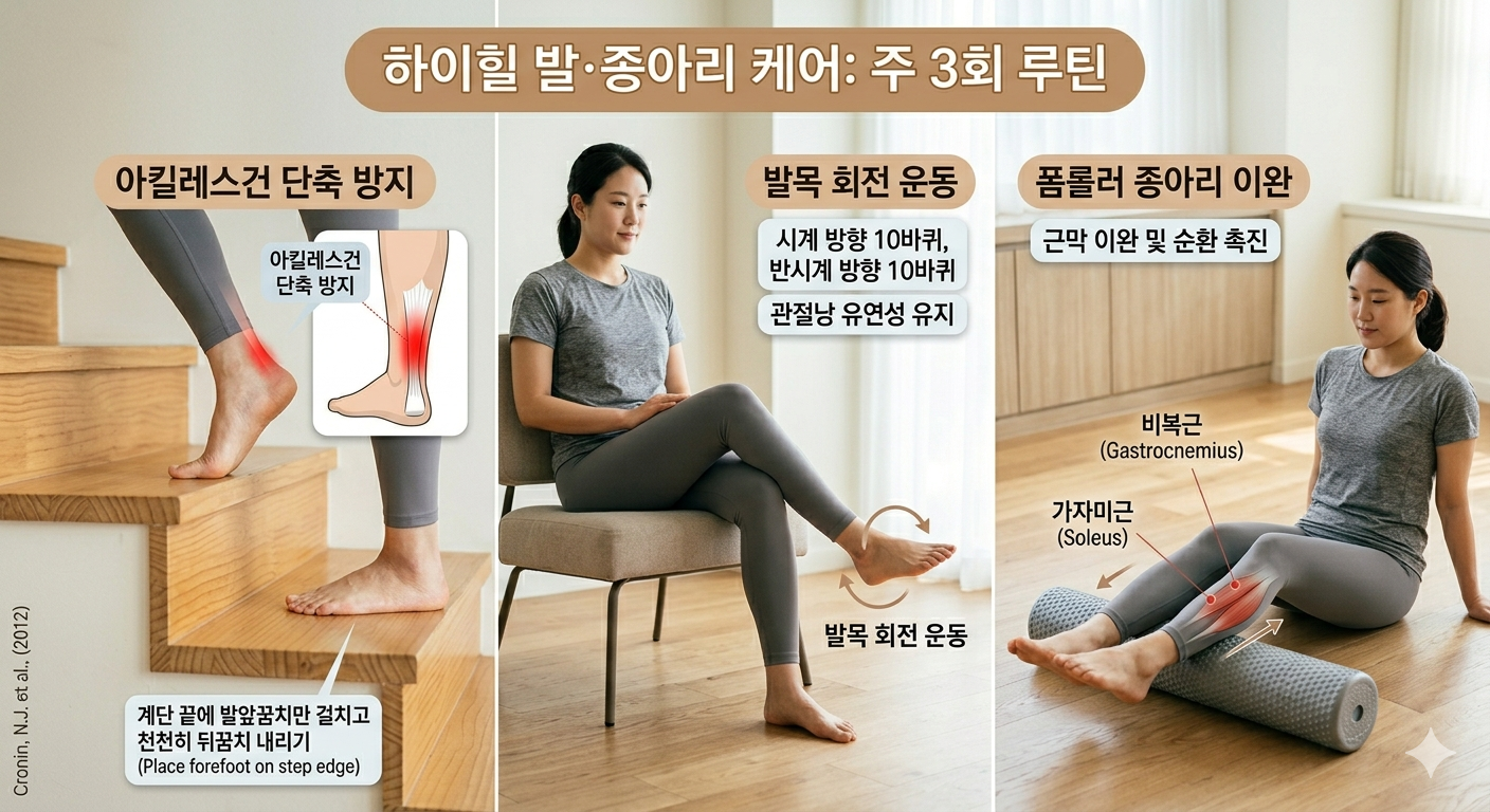 하이힐 발. 종아리 케어