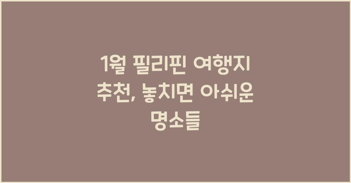 1월 필리핀 여행지 추천