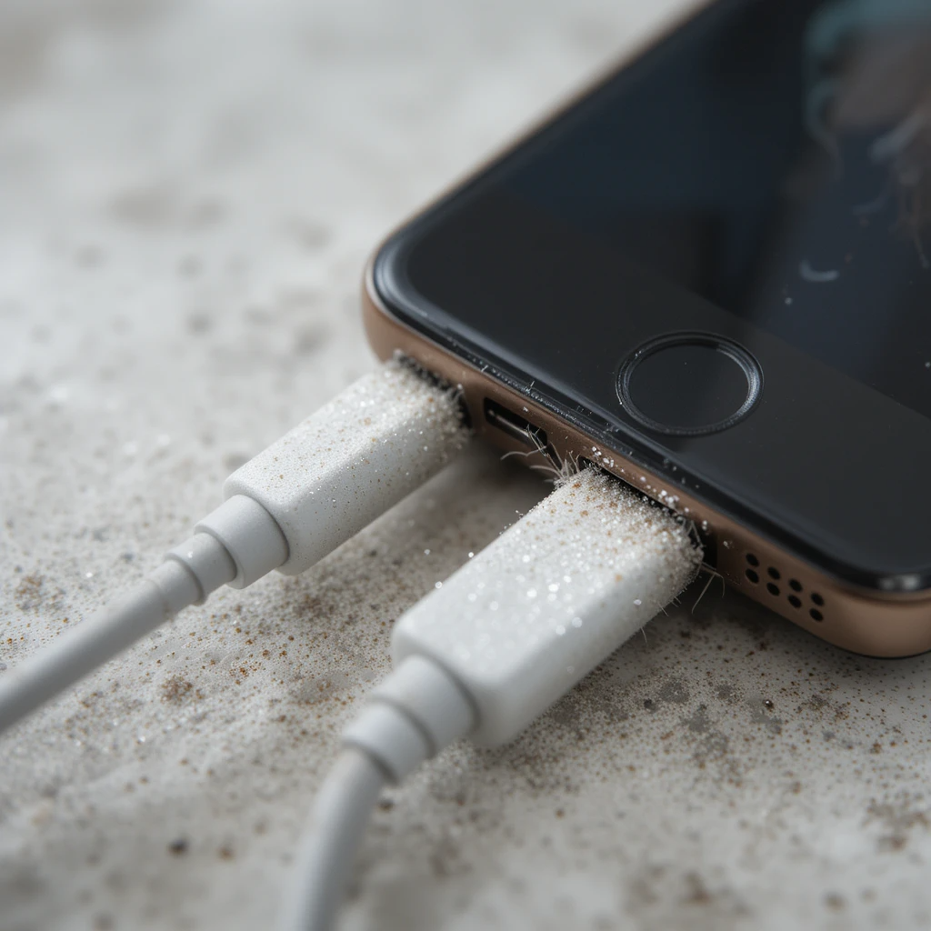 스마트폰 충전단자 내부 먼지제거로 속도복구