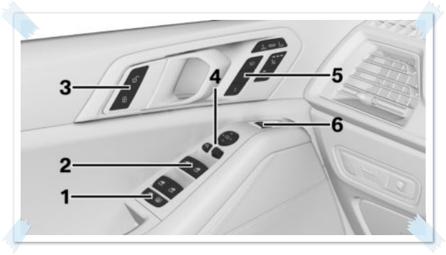 BMW X7 운전석 도어 사이드미러 조절기 위치 스티어링 휠 주변 조작 요소