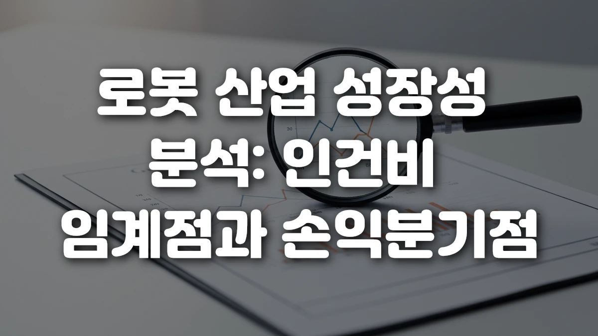 로봇 산업 성장성 분석 인건비 임계점과 손익분기점