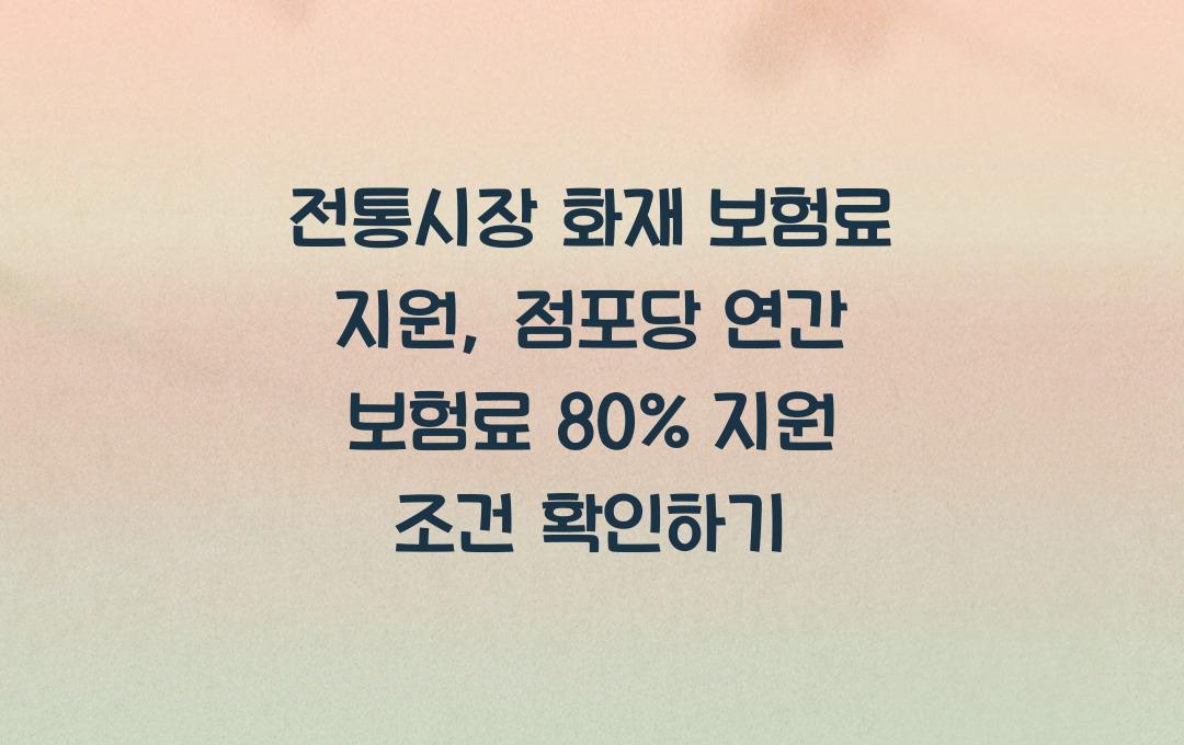 전통시장 화재 보험료 지원, 점포당 연간 보험료 80% 지원 조건