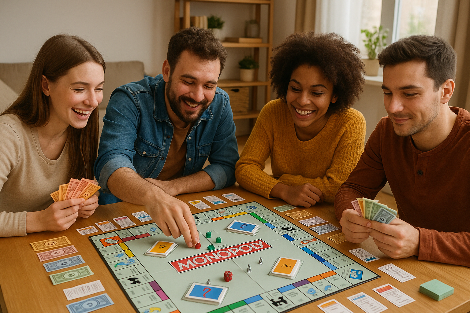 보드게임(모노폴리) 하는 사진