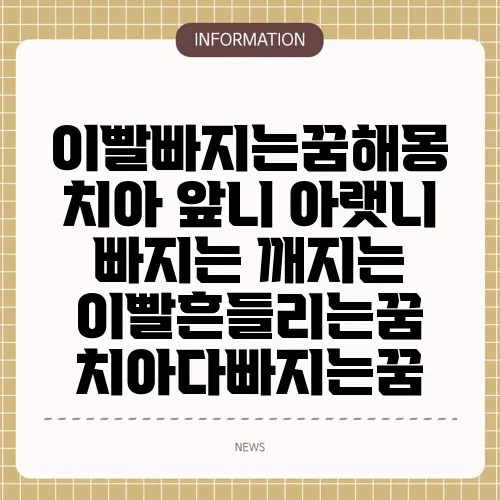 이빨빠지는꿈해몽 치아 앞니 아랫니 빠지는 깨지는 이빨흔들리는꿈 치아다빠지는꿈