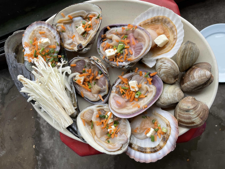 청사포 노란마후라 조개구이