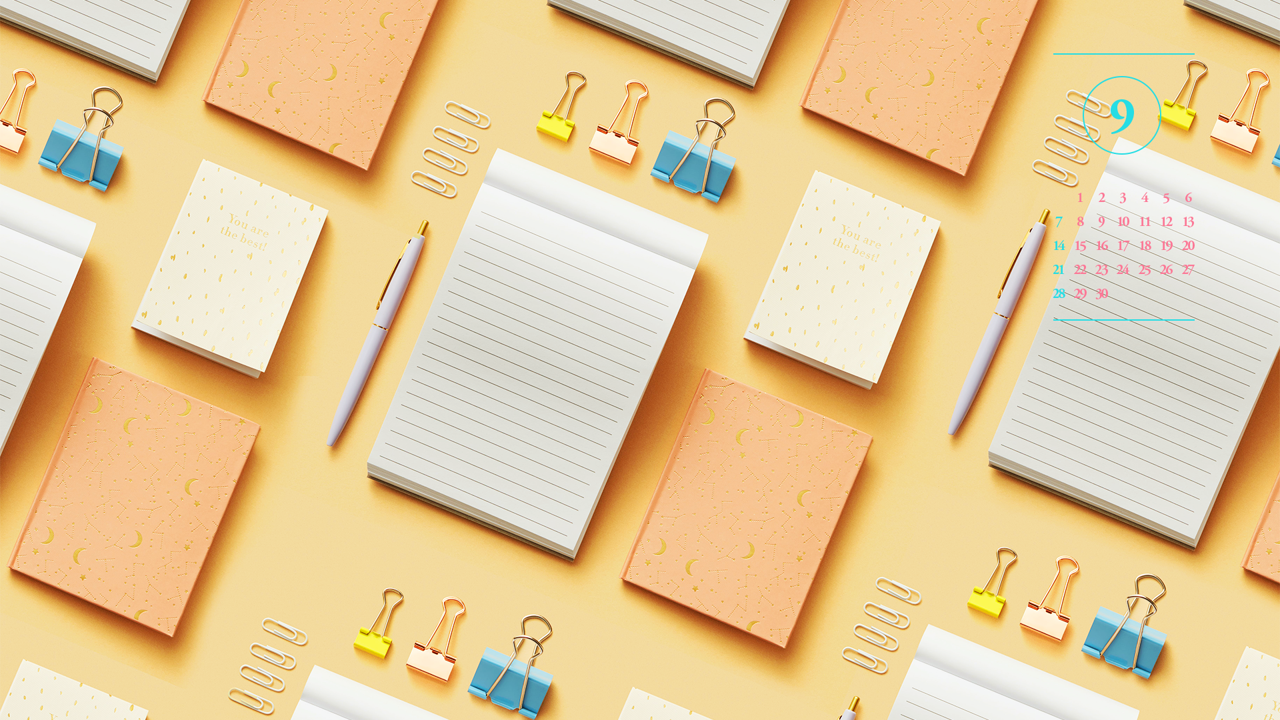 06 펜 클립 줄노트 대각선 A - 2025년9월 노트북배경화면