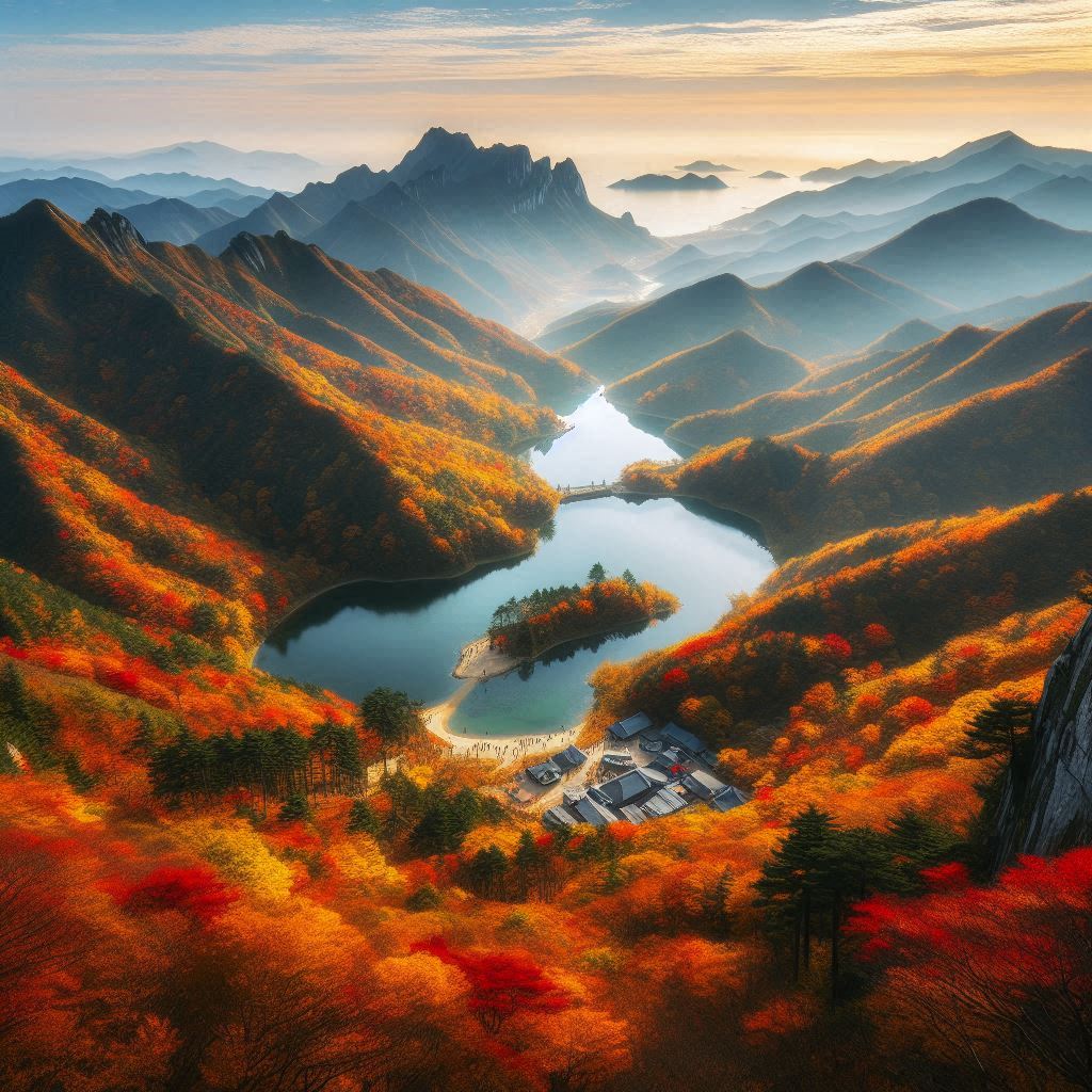 Chungcheongdo Seolgwangbongdo Mont Seolhwa, Mont Gwangdeok, Mont Bongsu, Mont Dogo Automne