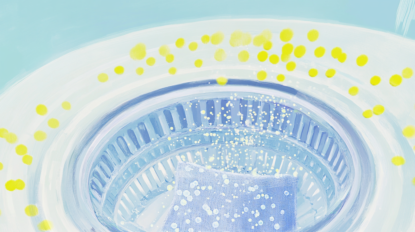 미래 지향적인 삼성 세탁기의 에코버블 기술, 세탁물을 통해 미세한 거품이 스며드는 생생한 이미지