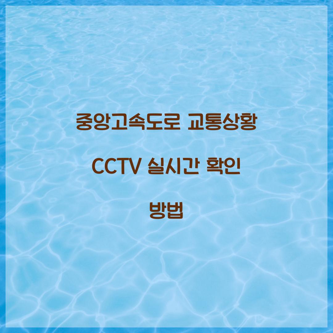 중앙고속도로 교통상황 CCTV