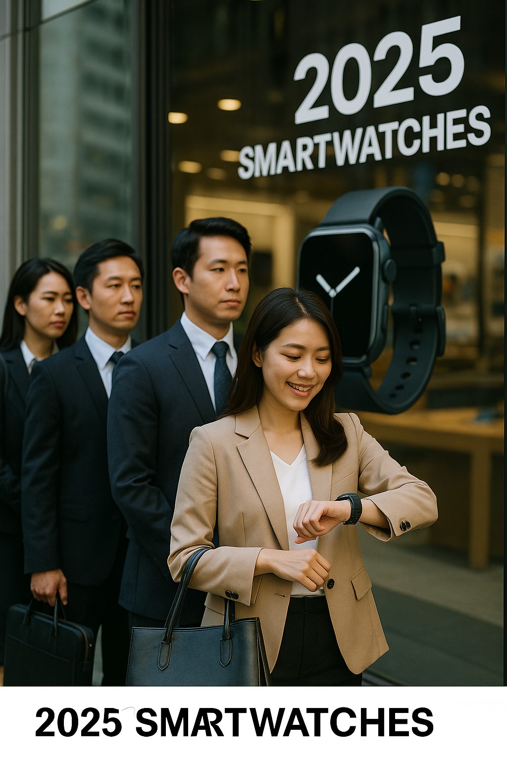 2025 스마트워치 줄 서서 구매하는 직장인들 대표 이미지