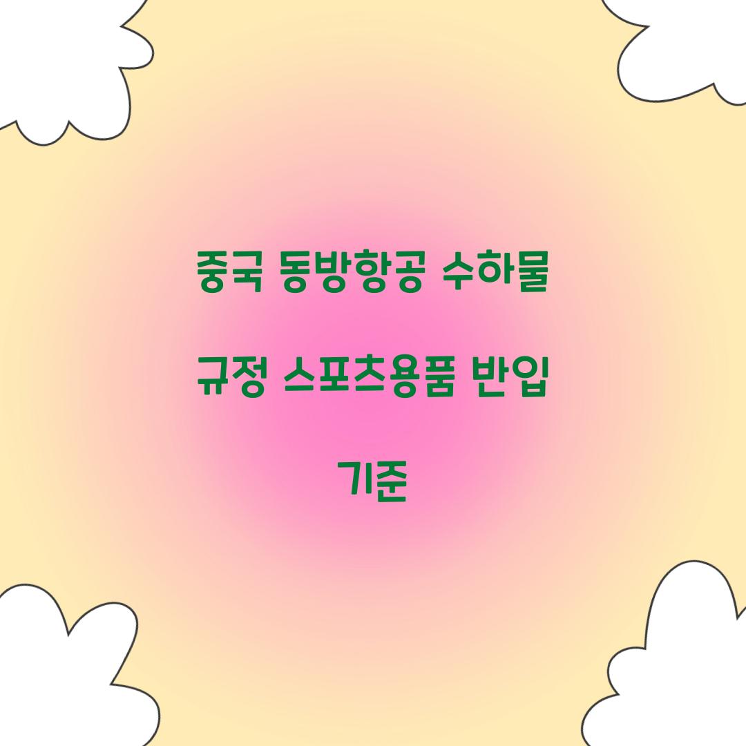 중국 동방항공 수하물 규정 스포츠용품 반입 기준