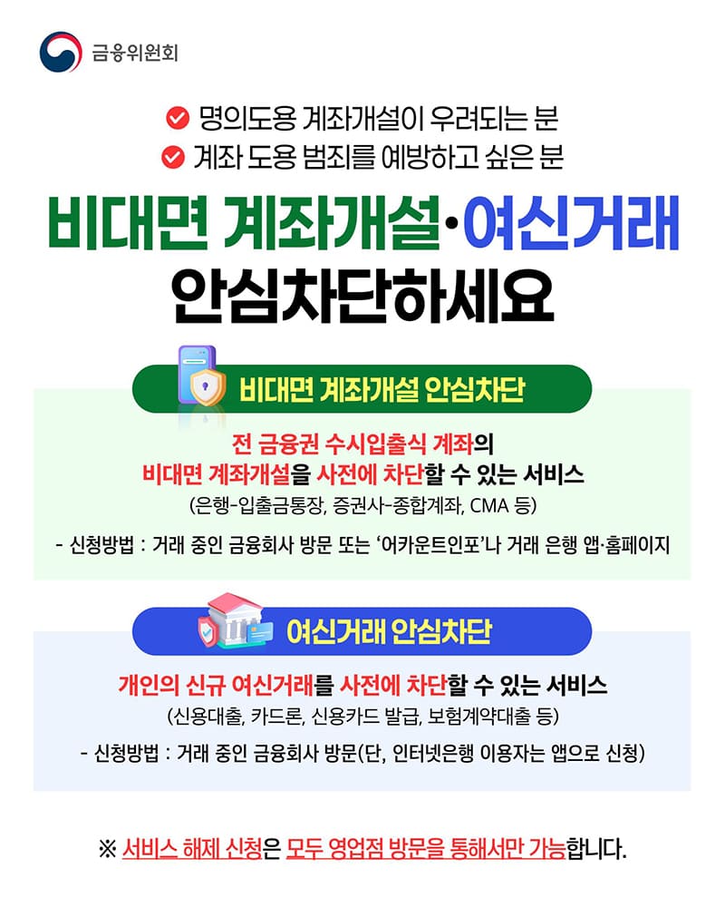 비대면 계좌개설, 여신거래 안심차단(이미지=정책브리핑 누리집)