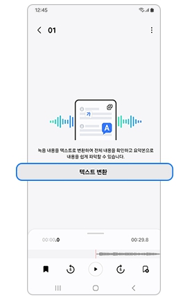텍스트 변환 버튼 화면