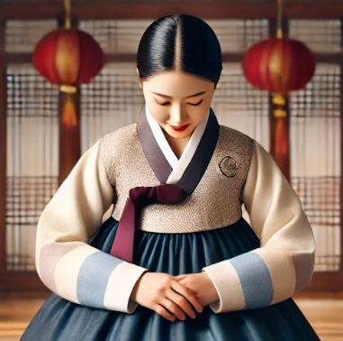 새배하는 여성의 모습