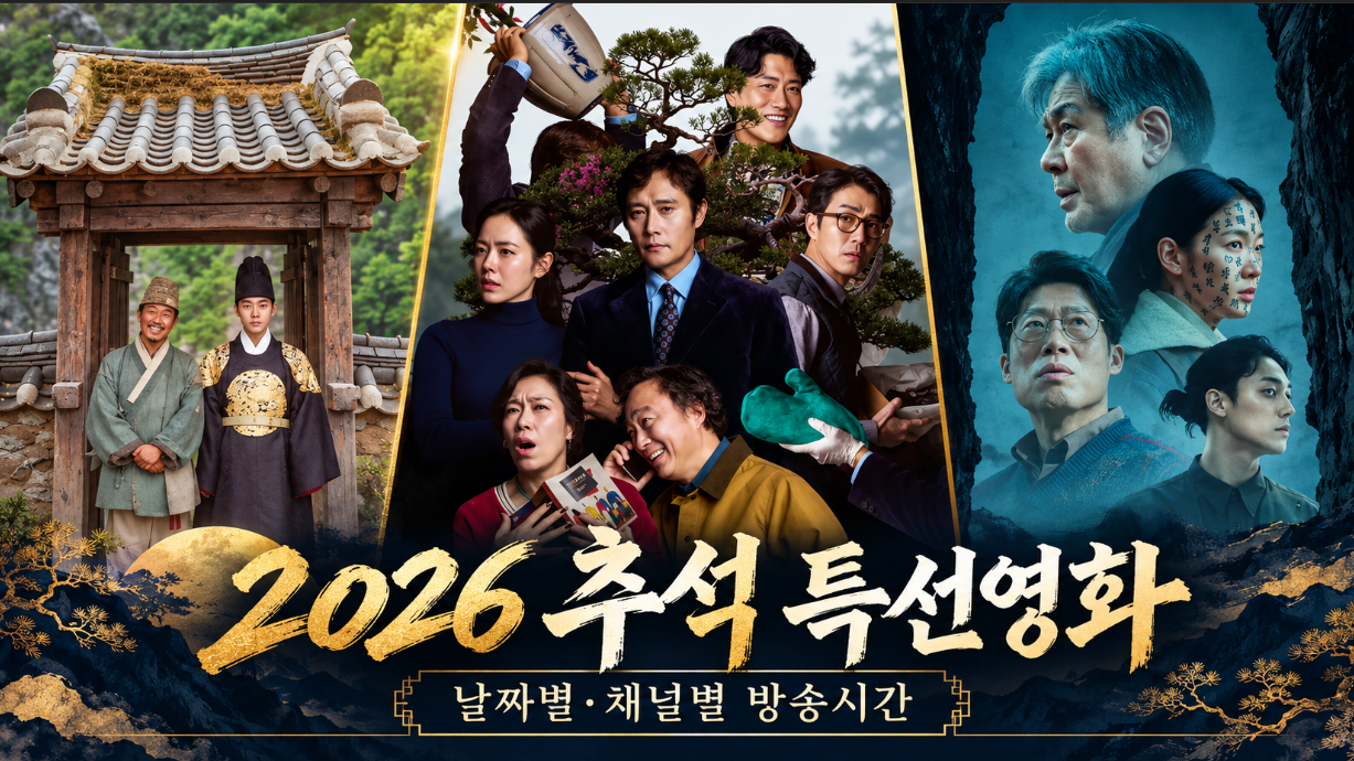 2026 추석 특선영화 편성표｜날짜별&middot;채널별 방송시간&middot;왕과 사는 남자