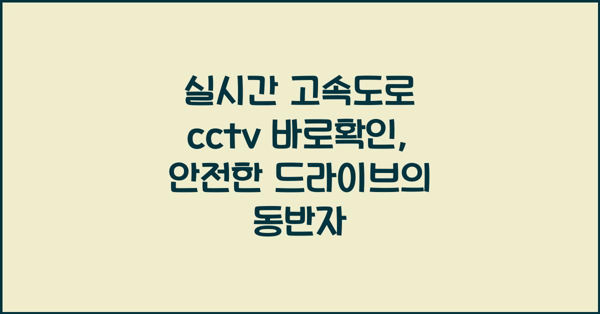 실시간 고속도로 cctv 바로확인