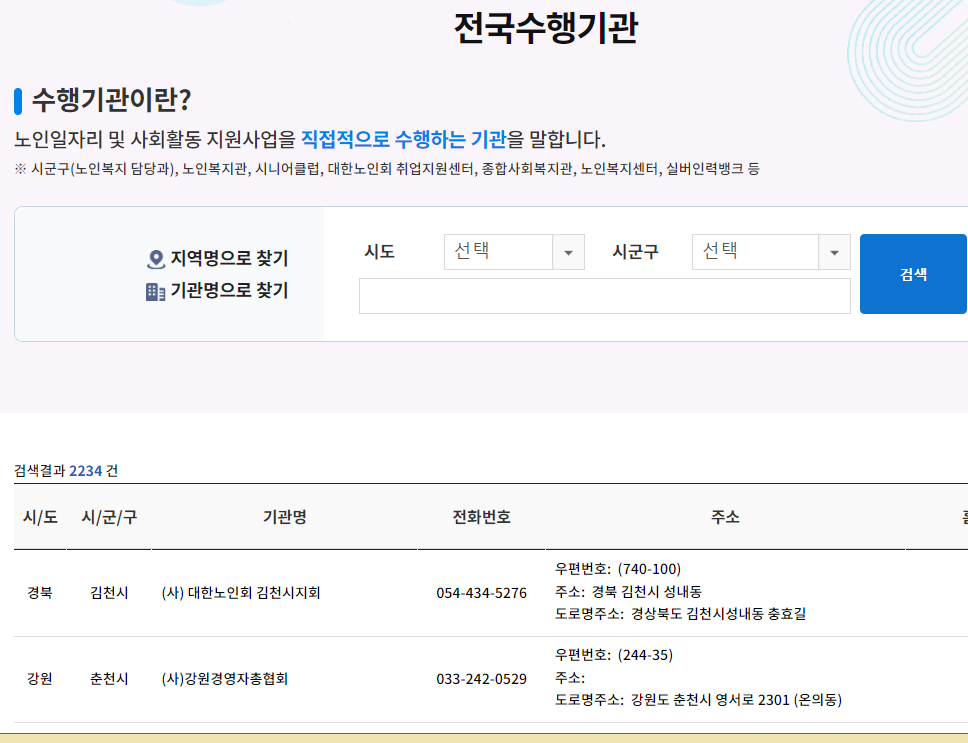 노인일자리-관련-전국-지역별-수행기관-정보