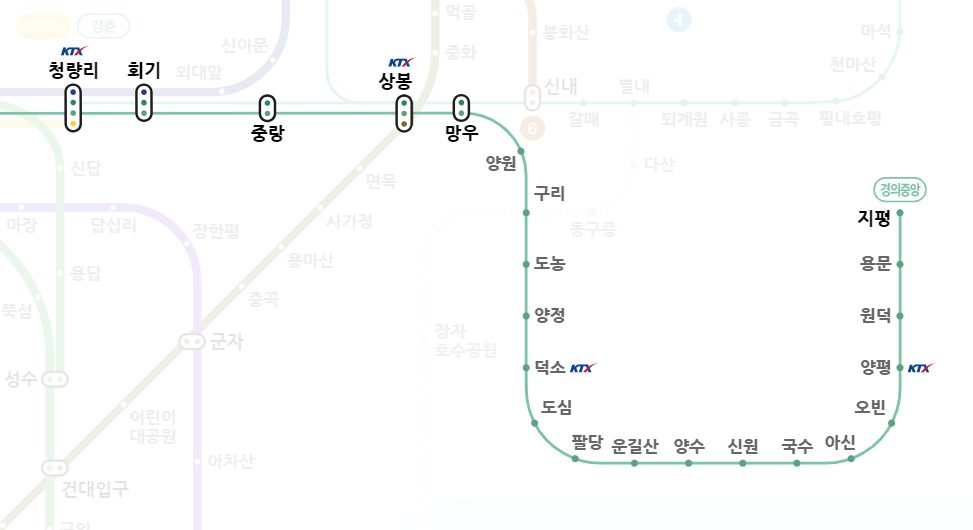 경의중앙선 지하철 노선도 크게 보기
