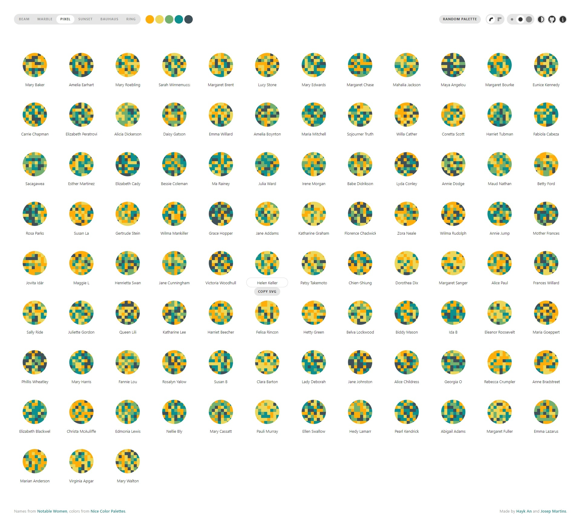 Boring Avatars Pixel type