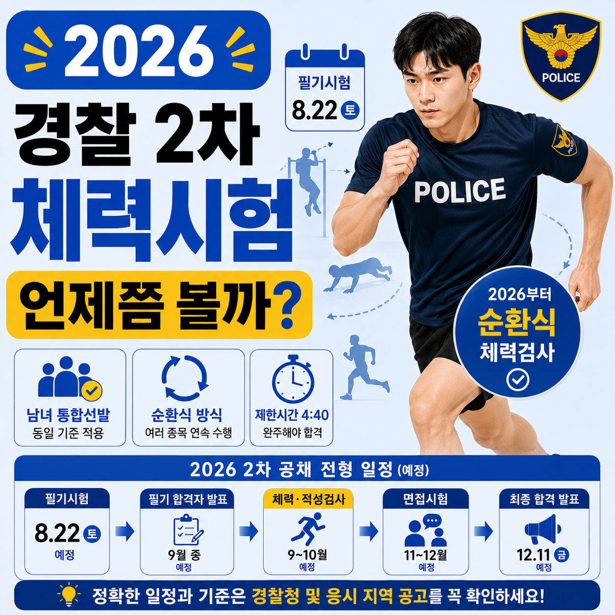 2026년 경찰공무원 2차 체력시험 일정을 안내하는 이미지