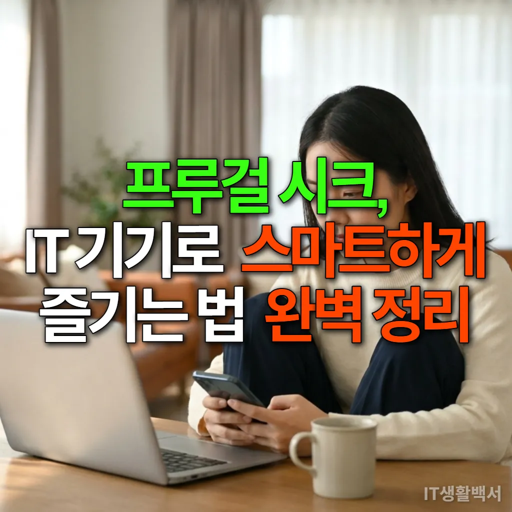 스마트폰으로 가계부 앱을 확인하며 프루걸 시크 라이프스타일을 실천하는 젊은 한국 여성