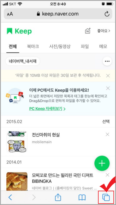 사파리 화면