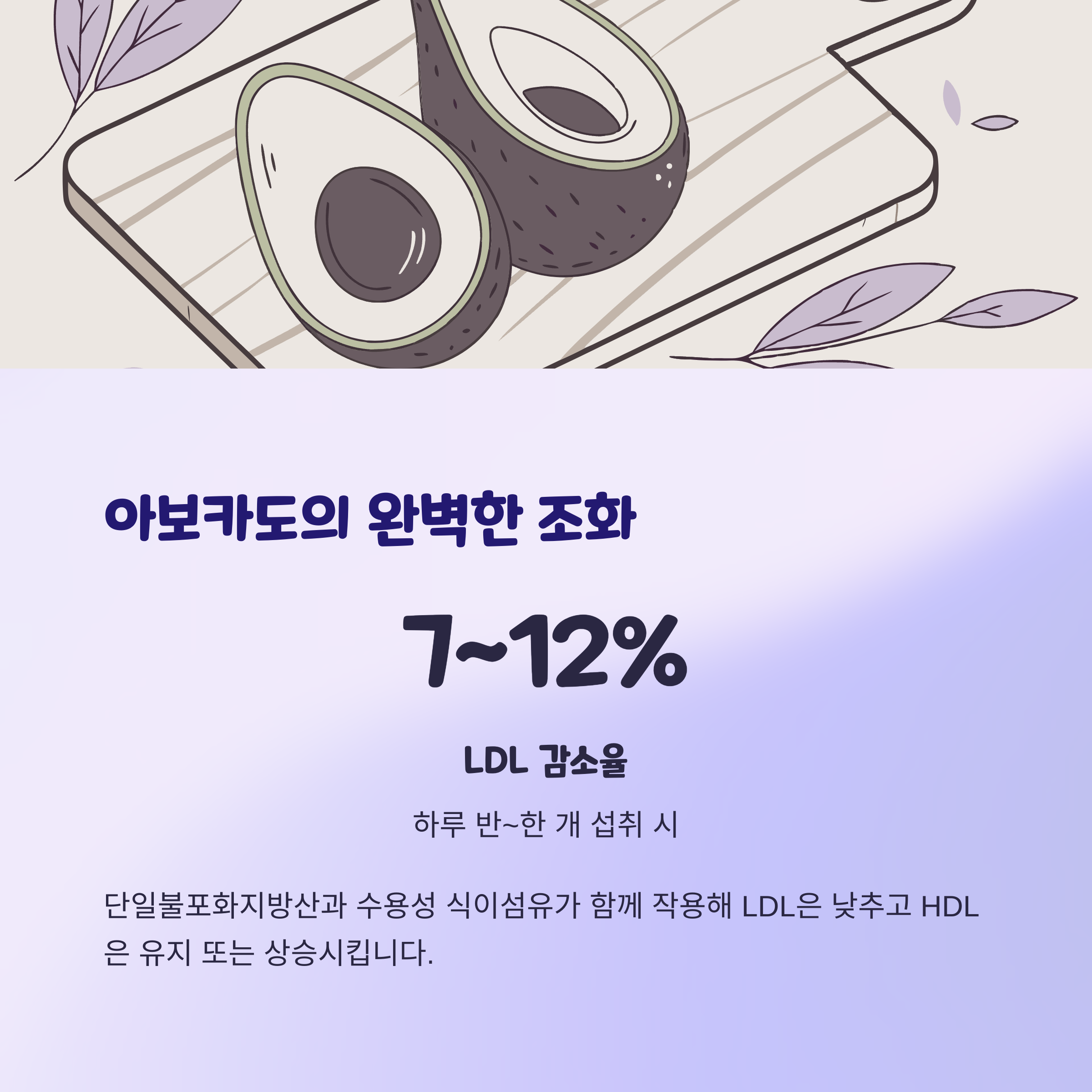 아보카도: 불포화지방산과 식이섬유의 완벽한 조화