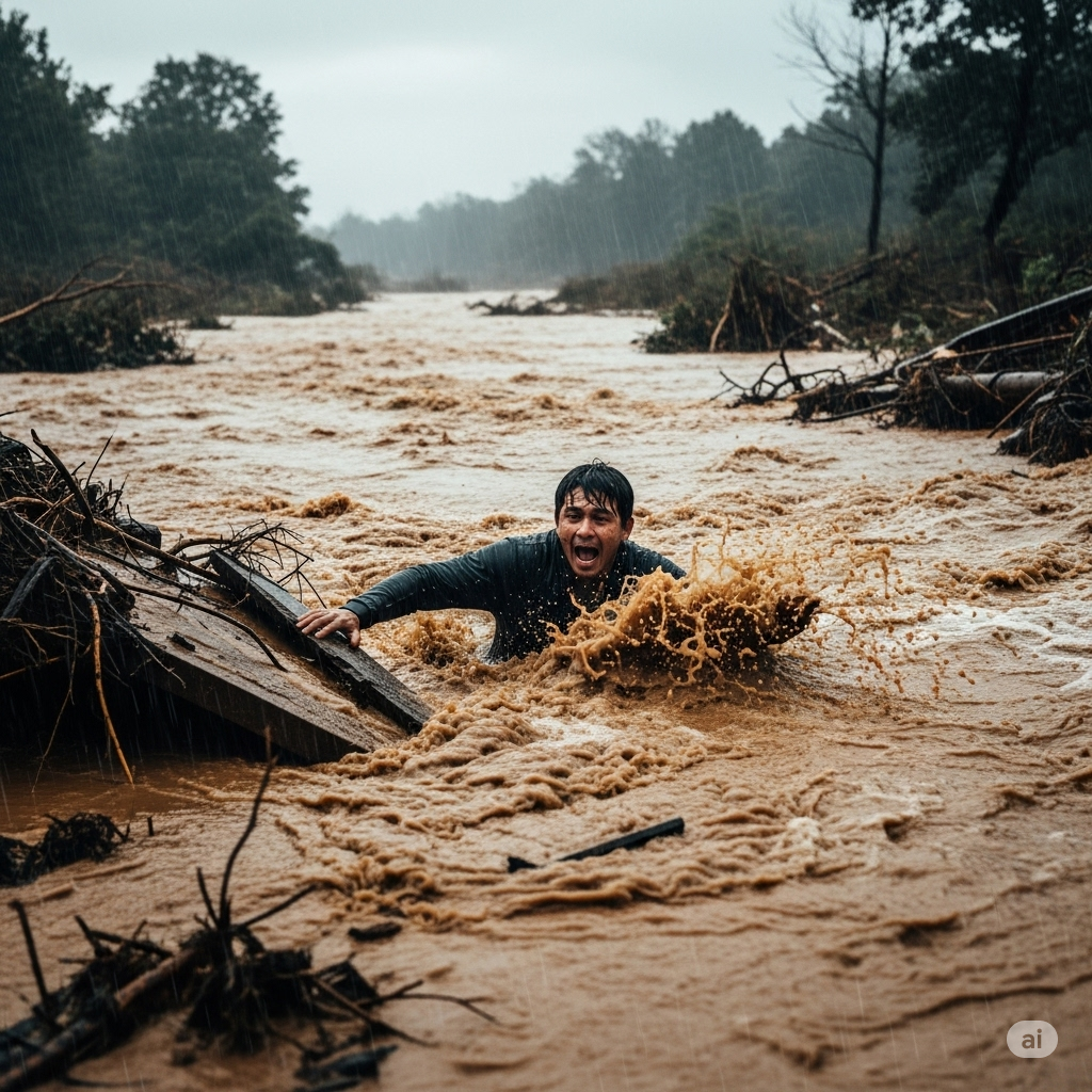홍수가 나서 흙탕물에 휩쓸려가는 꿈