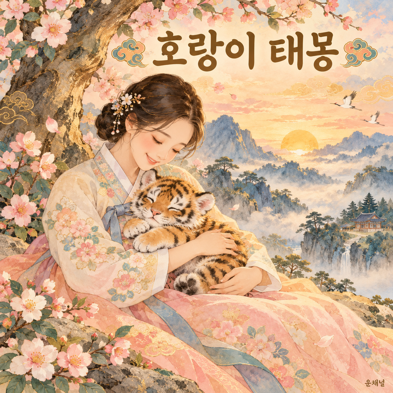 새끼 호랑이를 안는 호랑이 태몽