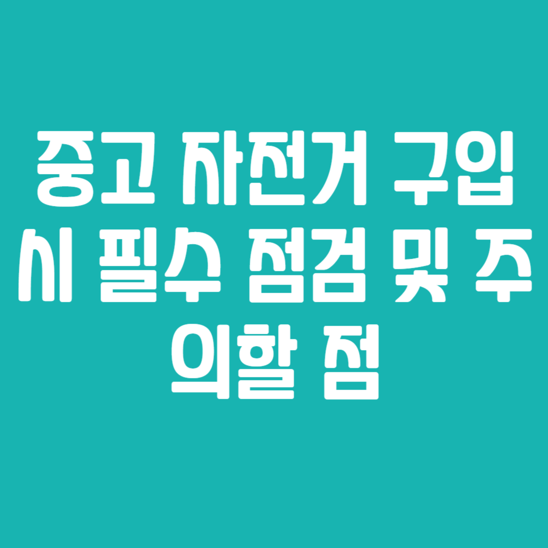 중고 자전거 구입