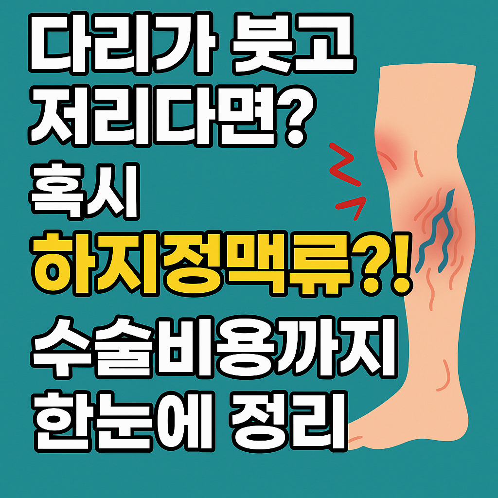 🦵 다리가 붓고 저리다면? 혹시 하지정맥류?! 수술비용까지 한눈에 정리