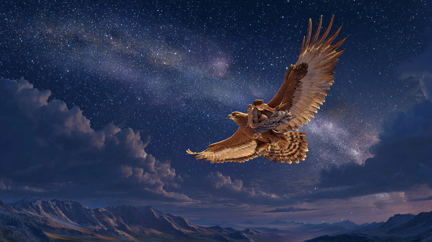 독수리자리: 제우스의 전령 아퀼라와 가니메데스 납치사건, 천둥번개를 운반하는 하늘의 왕