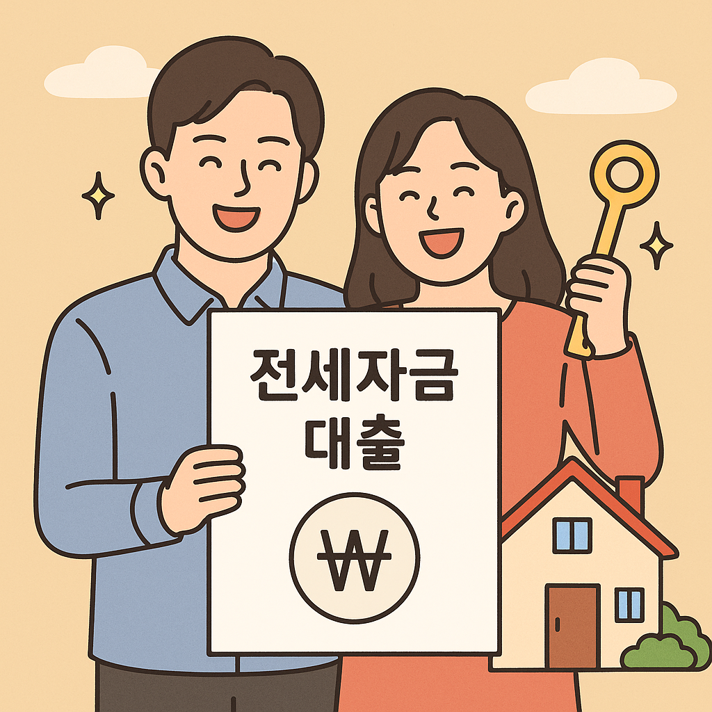 정부 지원 신혼부부 전세자금대출 안내 포스터 일러스트