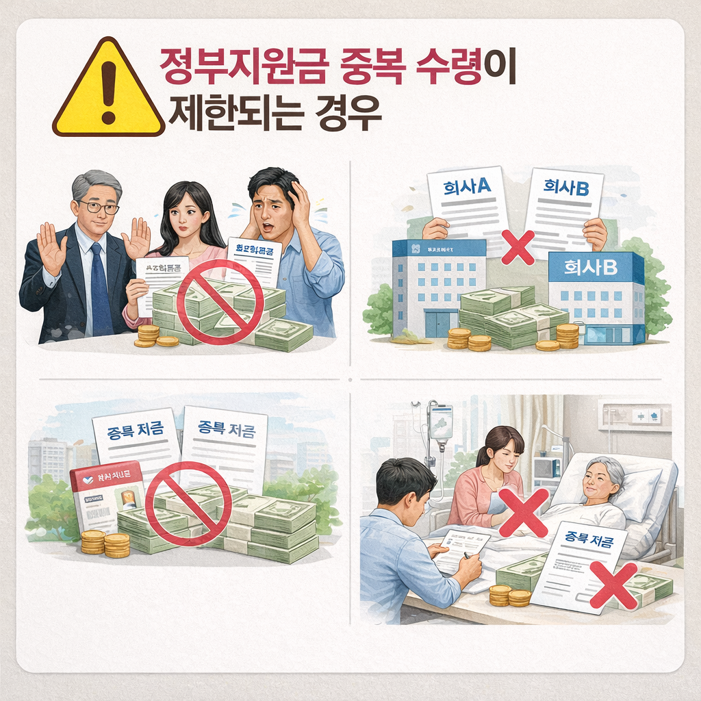 alt="정부지원금 중복 수령이 불가능한 경우를 정리한 안내 이미지"