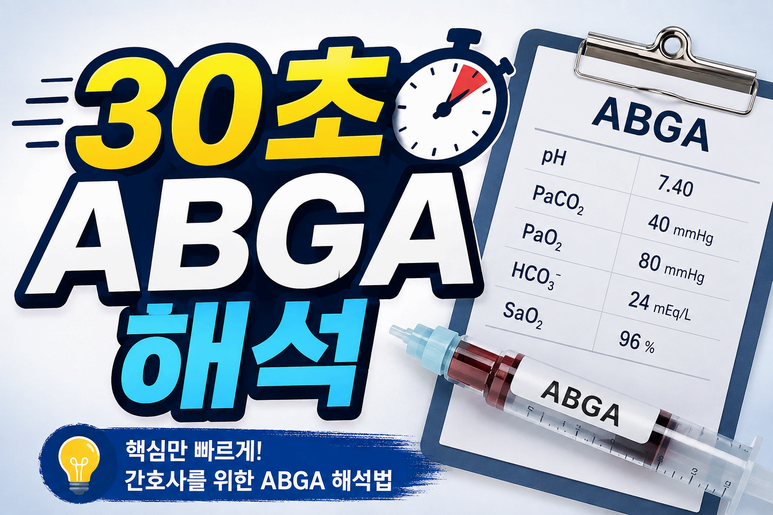 ABGA 해석법 완전 정복｜신규간호사도 30초 만에 이해하는 ABGA 보는 법
