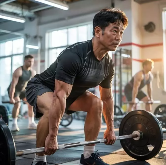갱년기 극복을 위해 운동하는 50대 남성