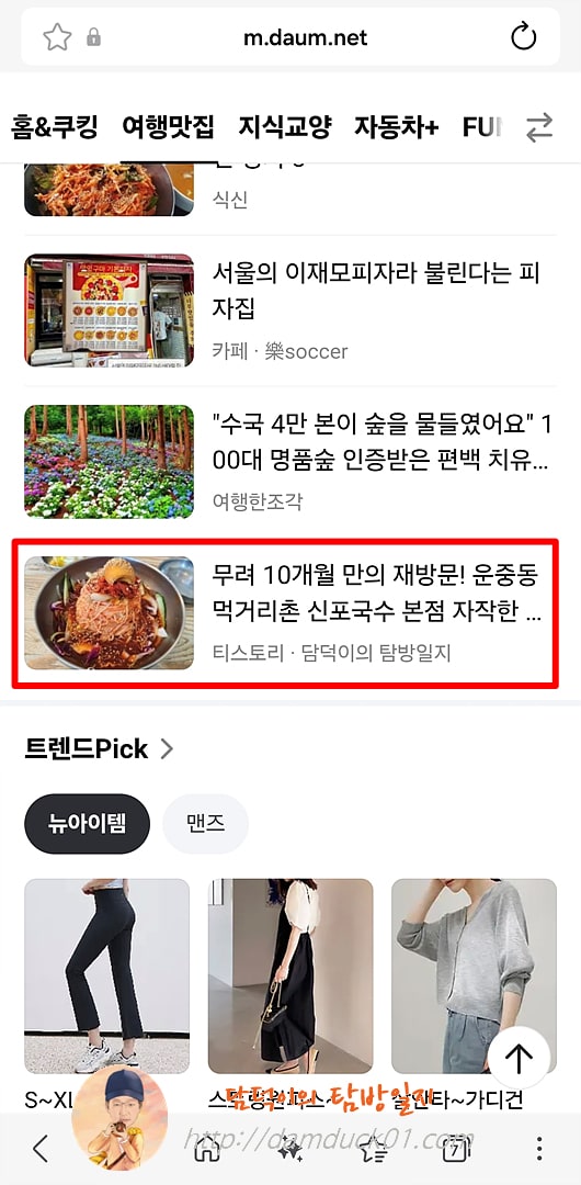 2026년 6월 11일 목요일 다음 모바일 사이트 여행맛집 채널