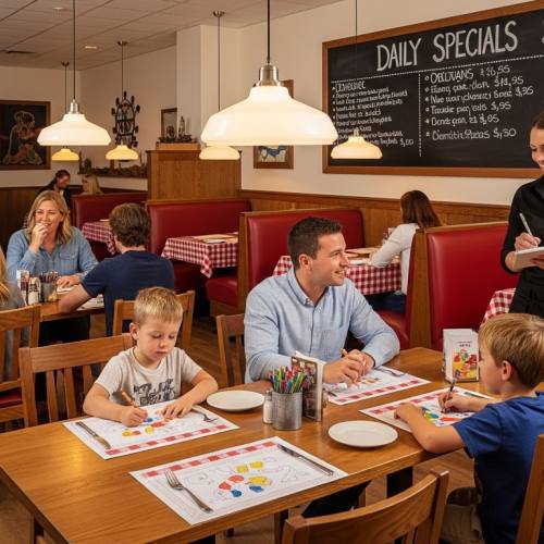 패밀리 레스토랑에서 식사하는 사진