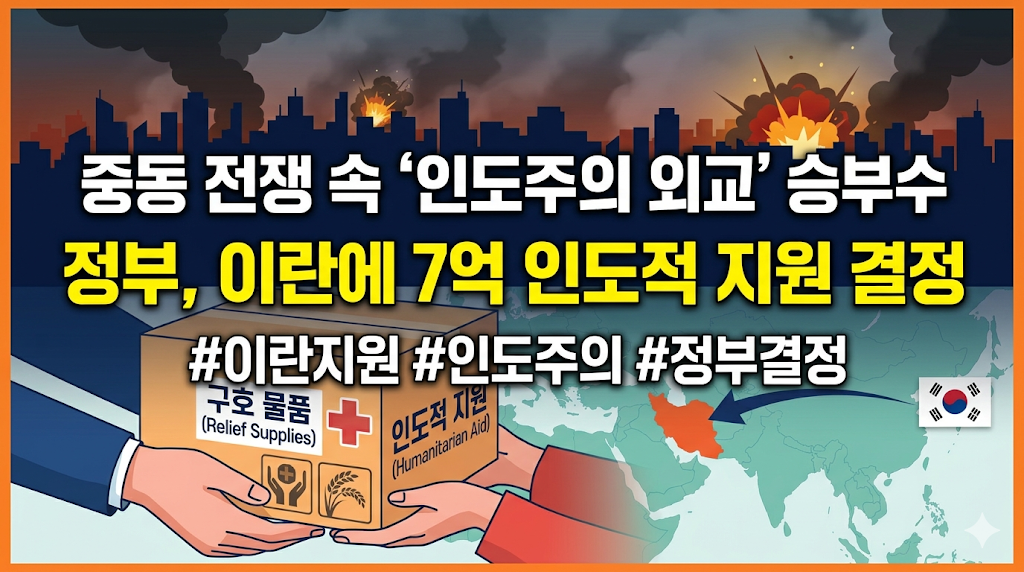 정부 이란 지원: 7억 원(50만 달러) 규모 인도적 지원 결정 (레바논 이후 2번째)