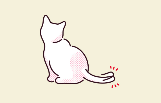 고양이가 꼬리 끝을 실룩거리는 일러스트